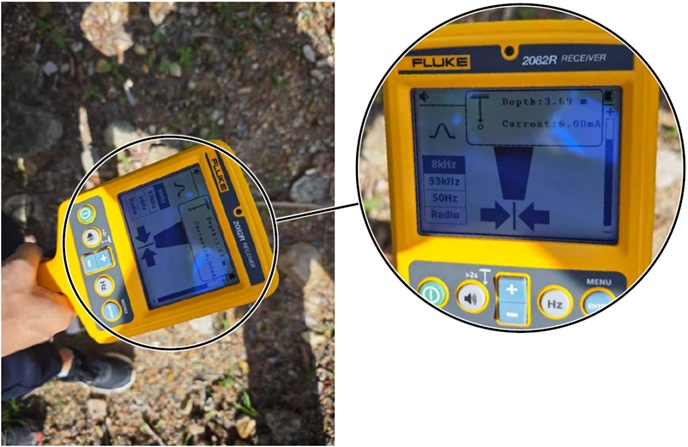 Fluke-2082地下管线定位仪对地下铠装光缆的深度进行测量.jpg